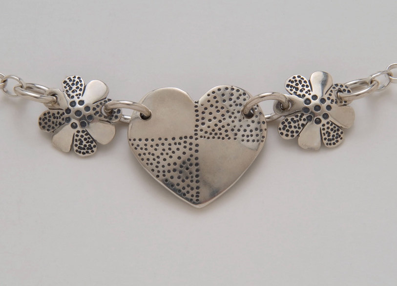 Three-piece Heart and Flower Necklace